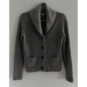 J Crew Wool Sweater Womens Medium Gray Fishermancore Academia Chunky‎ Thick Ski